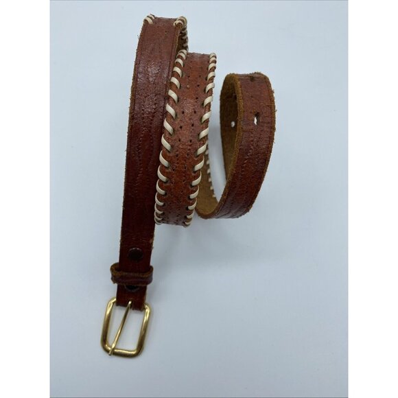 Unbranded Brown Genuine Leather Belt Women's Size 30 Medium Narrow Width - Picture 3 of 12